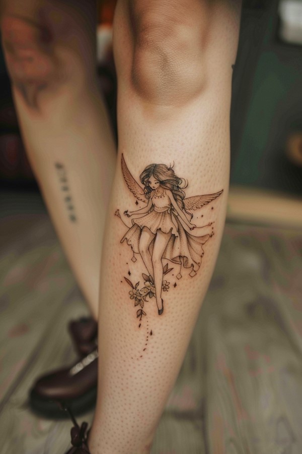 woman leg tattoo