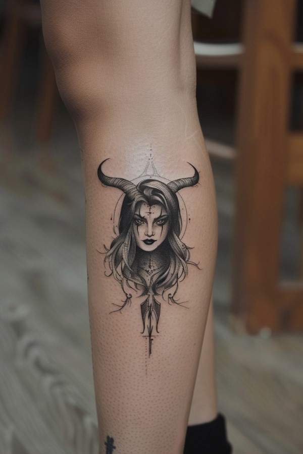 woman leg tattoo