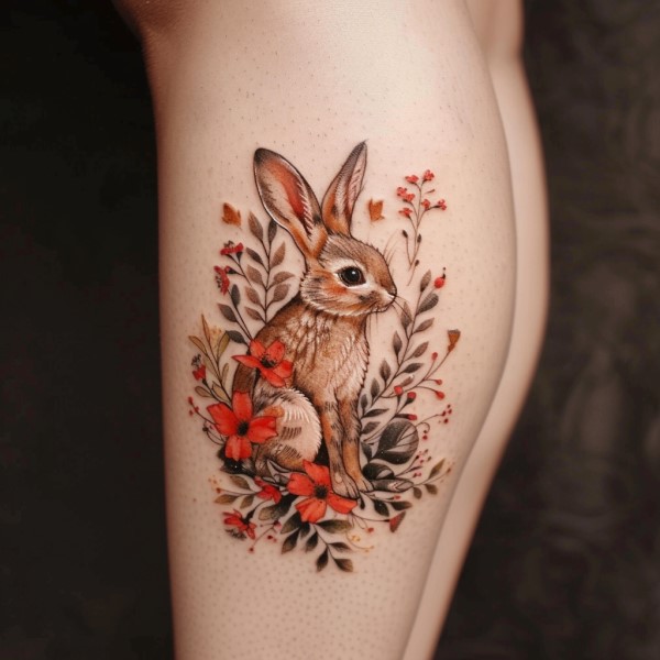 bunny leg tattoo