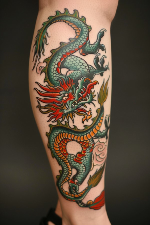 dragon leg tattoo