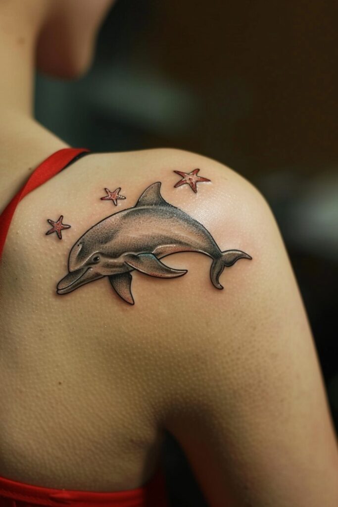 Dolphin & Stars Tattoo