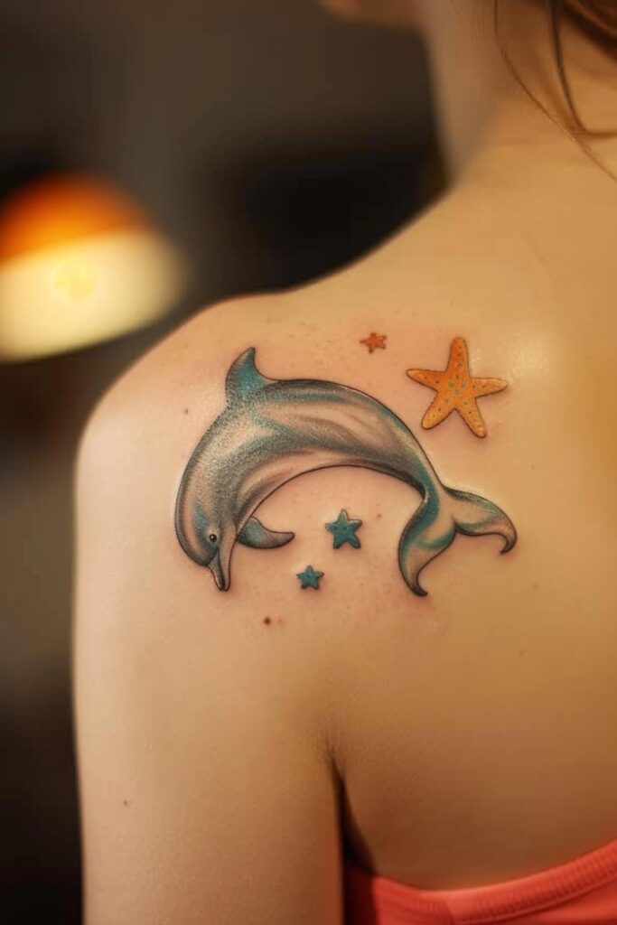 Dolphin & Stars Tattoo