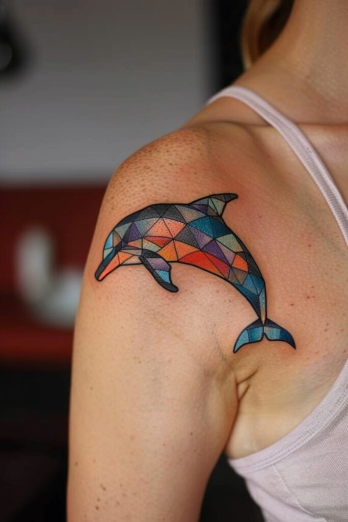 Geometric Dolphin Tattoo