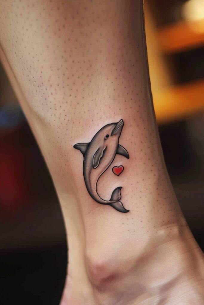 Dolphin & Heart Tattoo