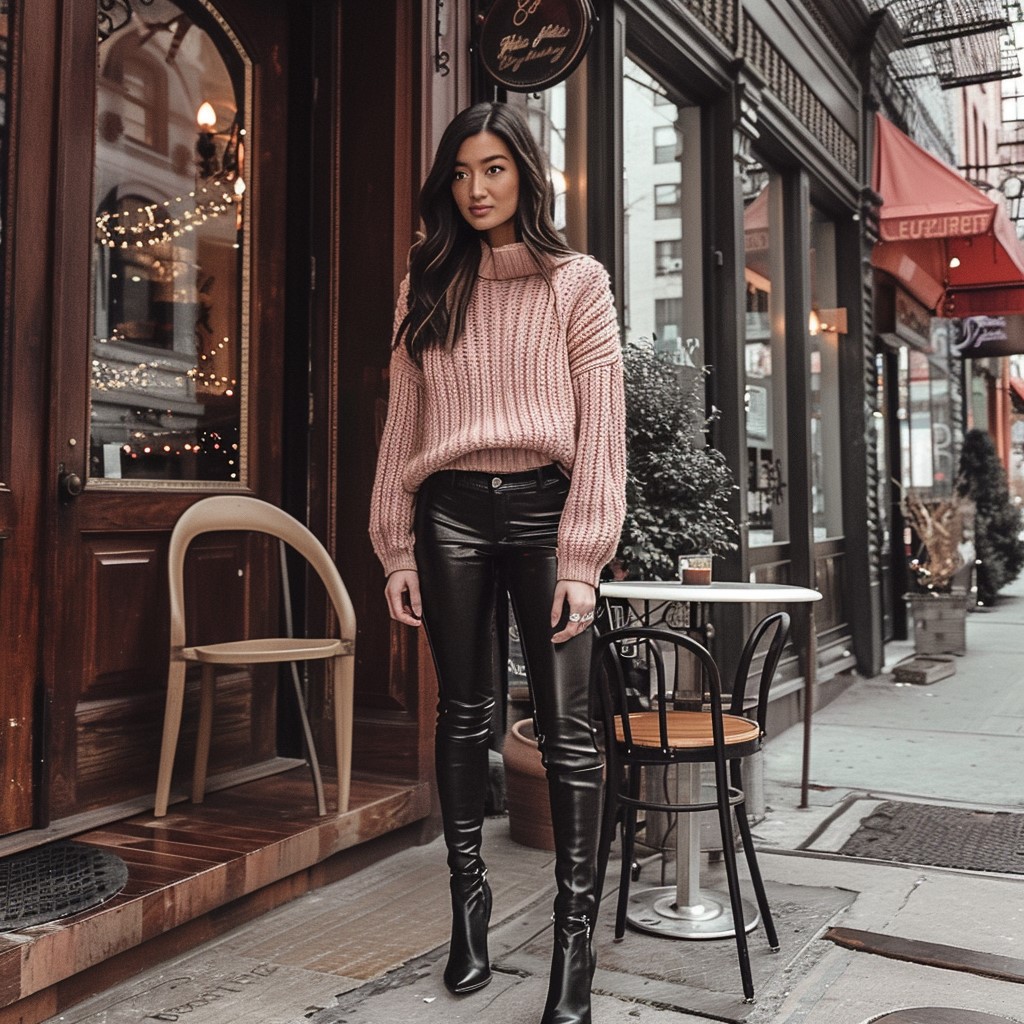 Faux Leather Leggings Outfits Ideas