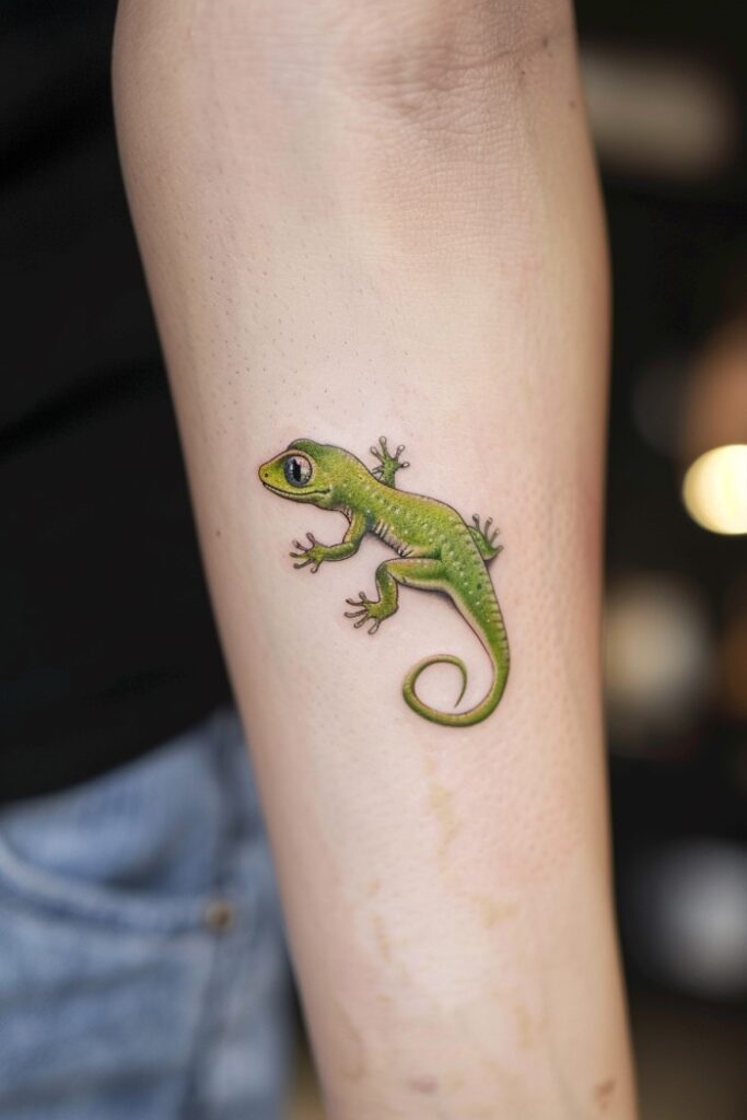 Green Gecko Tattoo