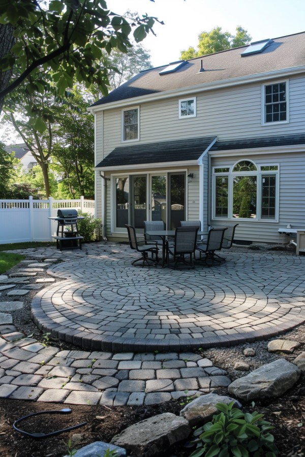 Circular patio concrete pavers