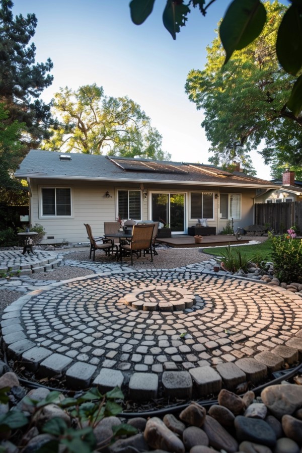 Circular patio concrete pavers