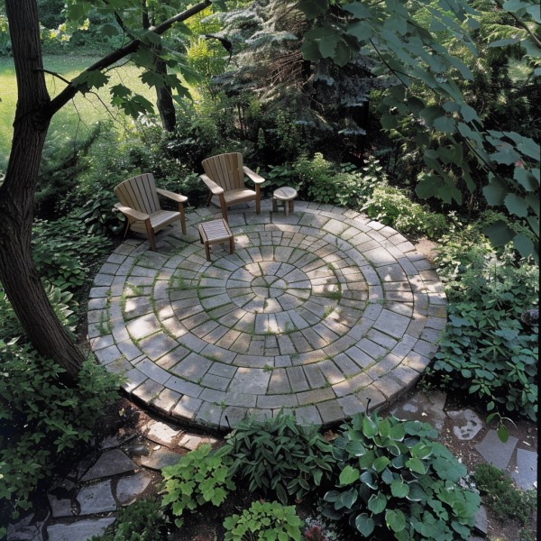 Circular patio concrete pavers