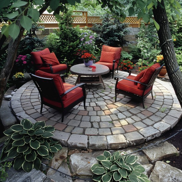 Create a Beautiful Backyard: Circular Patio Made With Concrete Pavers