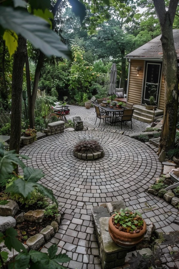 Circular patio concrete pavers