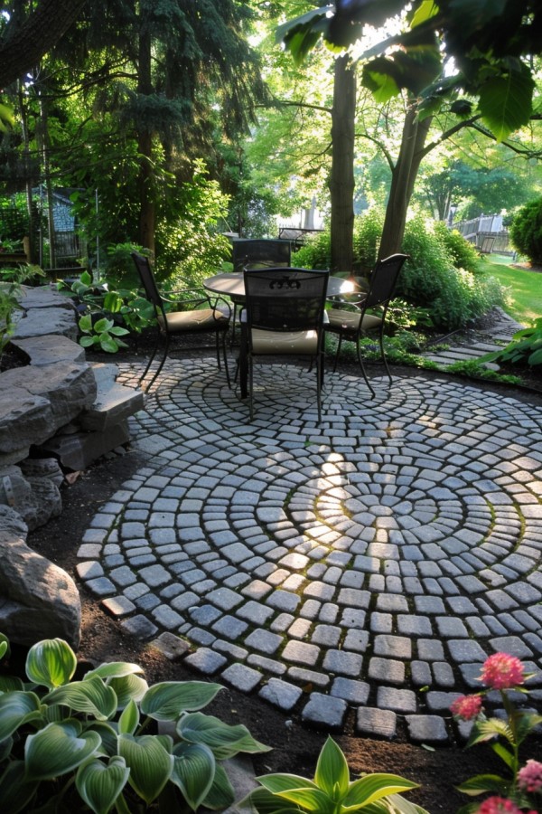 Circular patio concrete pavers