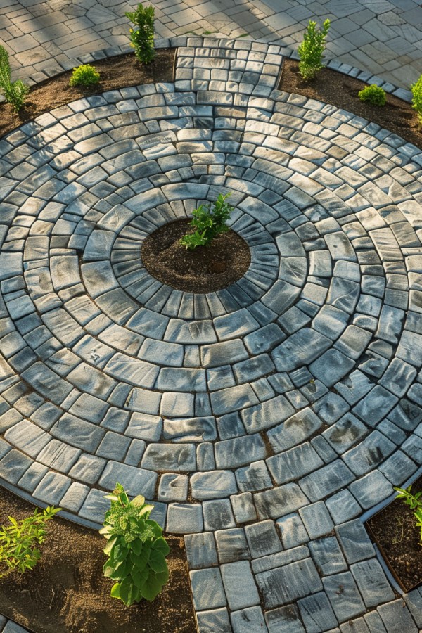 Circular patio concrete pavers