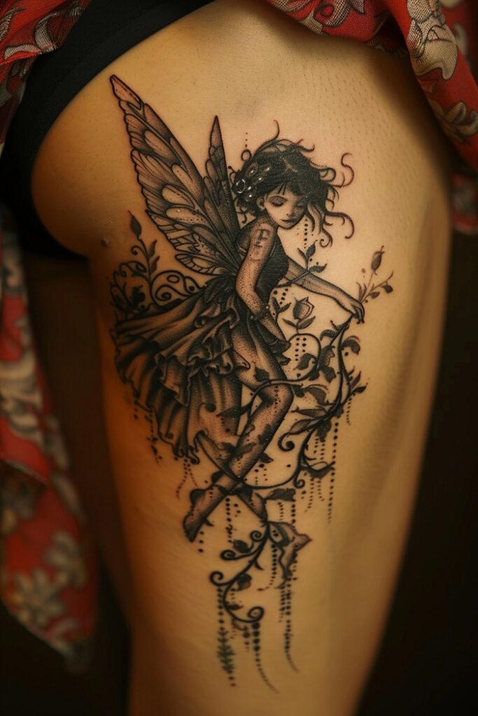 Dark tattoo on a woman