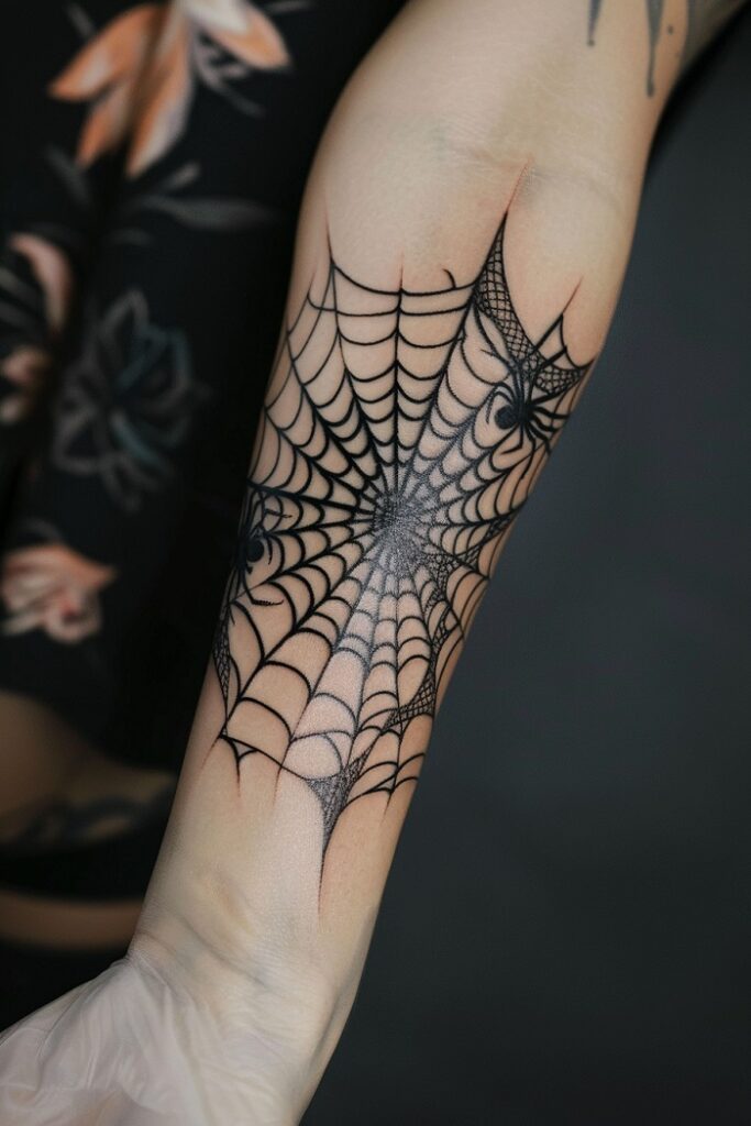 Dark tattoo on a woman