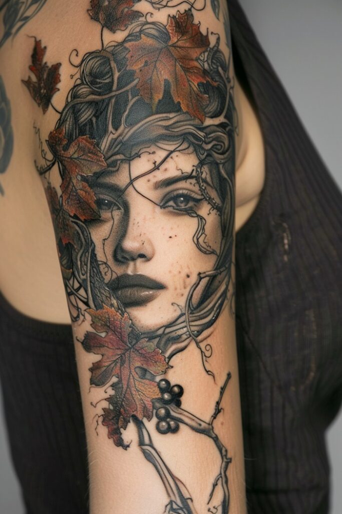 Dark tattoo on a woman