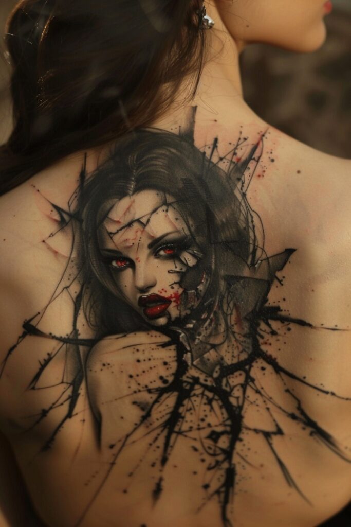 Dark tattoo on a woman