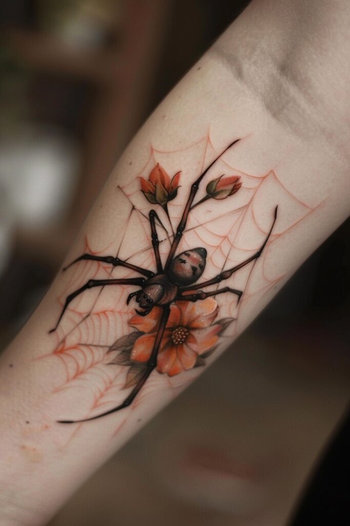 Dark Spider tattoo on a woman