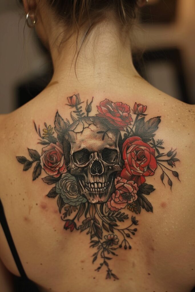 Dark tattoo on a woman