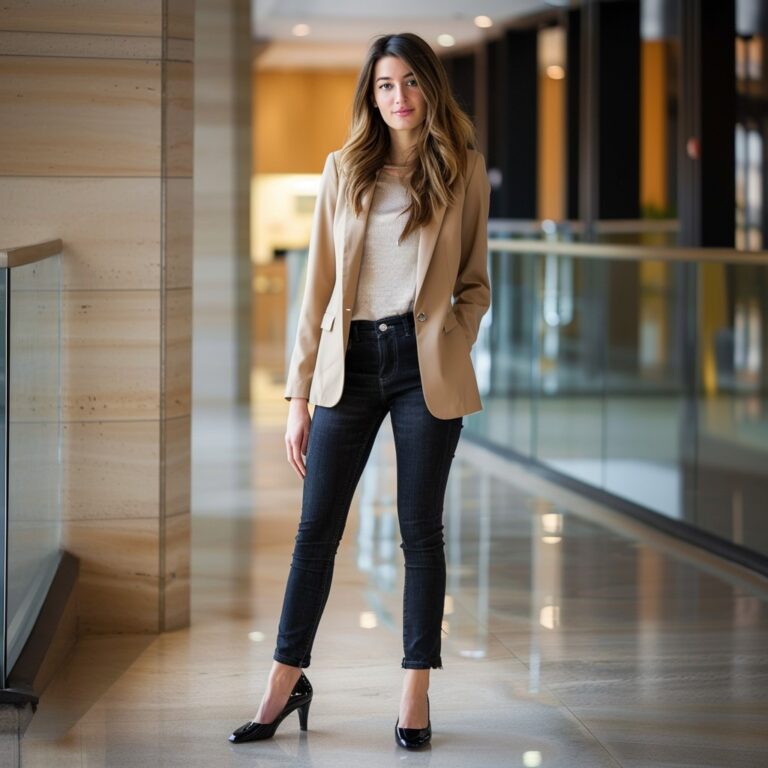 13 Stylish Outfit Ideas for Women Featuring Skinny Jeans and Pumps