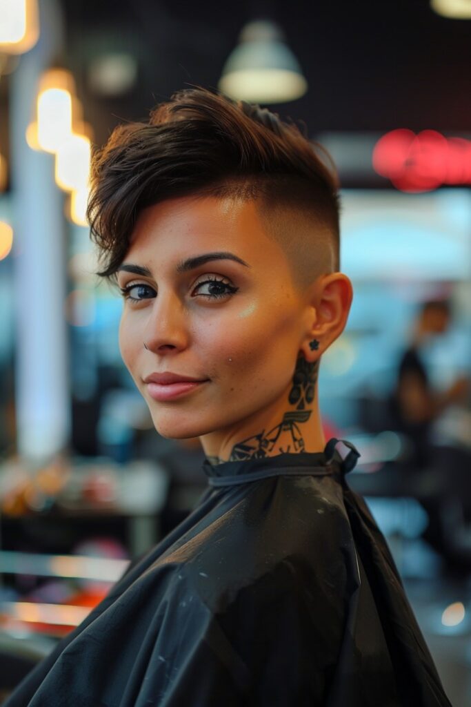 Woman with a Pixie Cut Shaved Sides