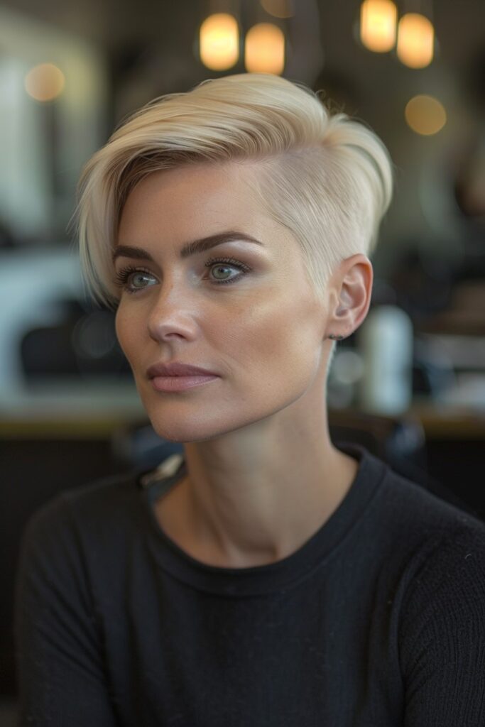 Woman with a Pixie Cut Shaved Sides